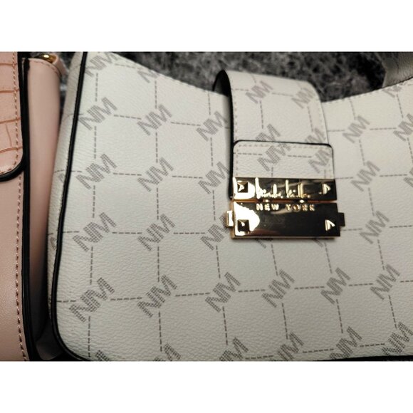 Bundle Set Of 2 Handbags Nicole Miller White Monogram & Pink Croc Embossed Faux - Picture 2 of 7